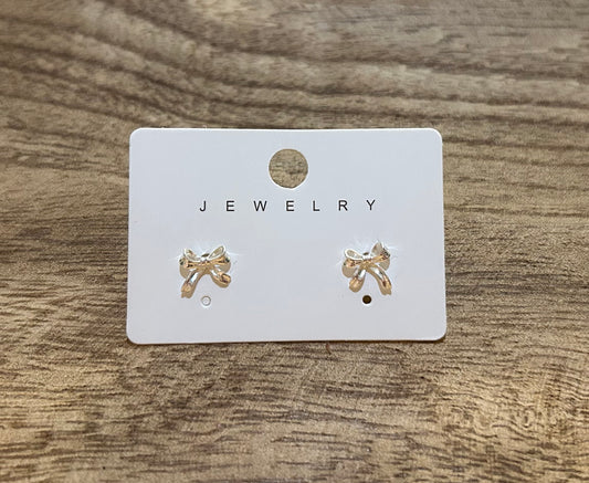 Silver stud bow earrings
